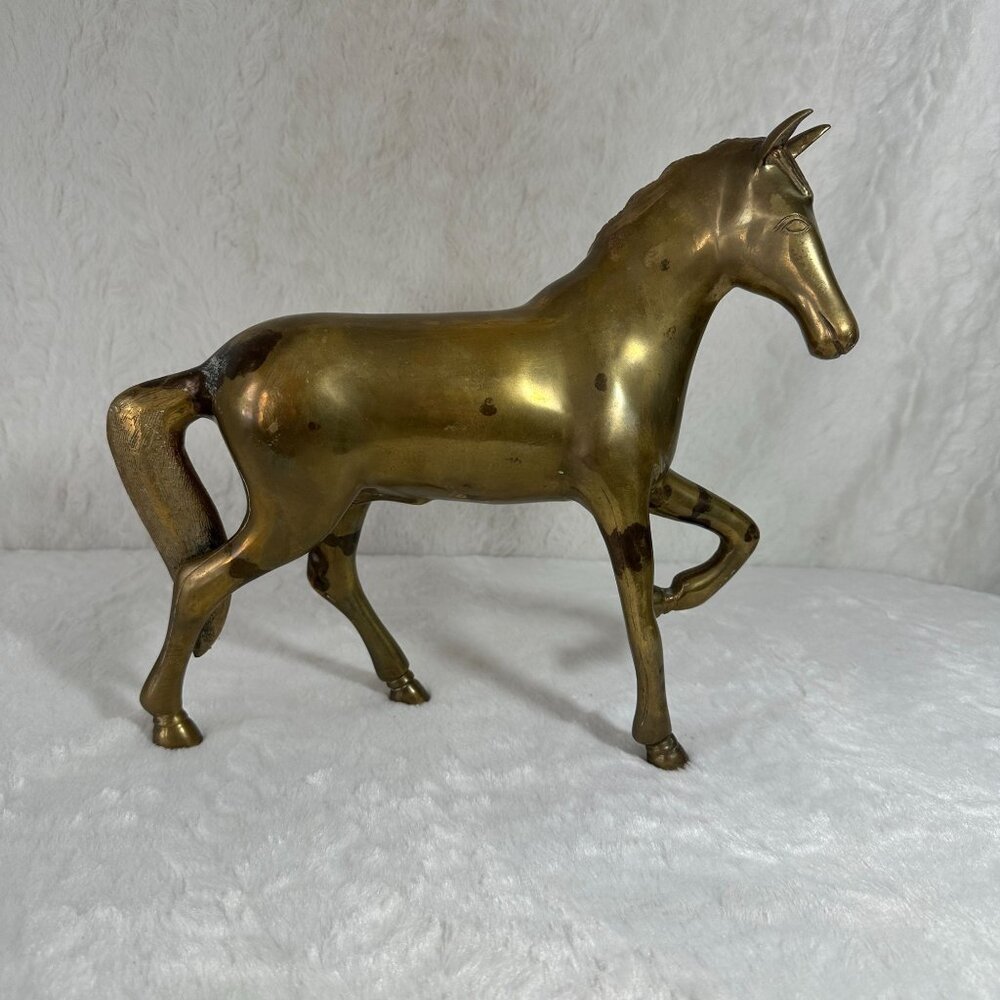 Vintage Brass Walking Horse Statue equestrian sculpture - Picture 1 of 11